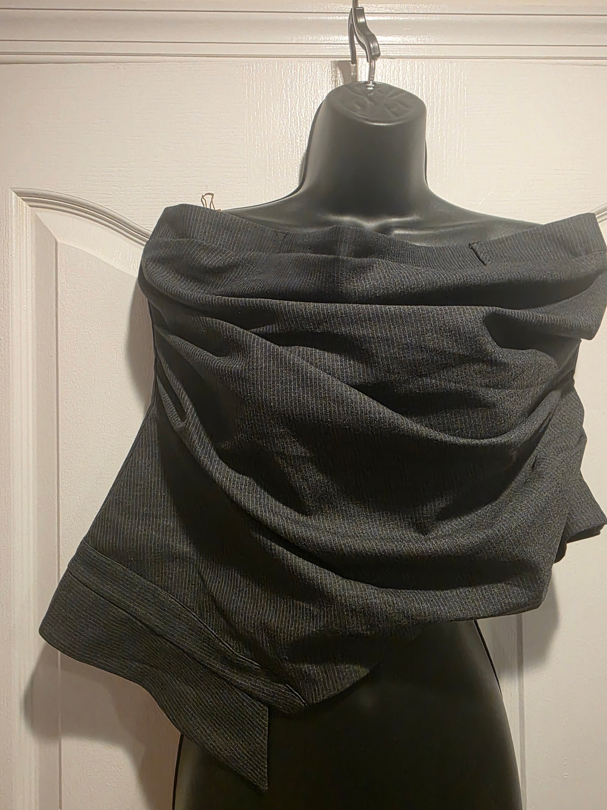 Zara Charcoal Heather Grey Pinstriped Bustier (Size XXL)