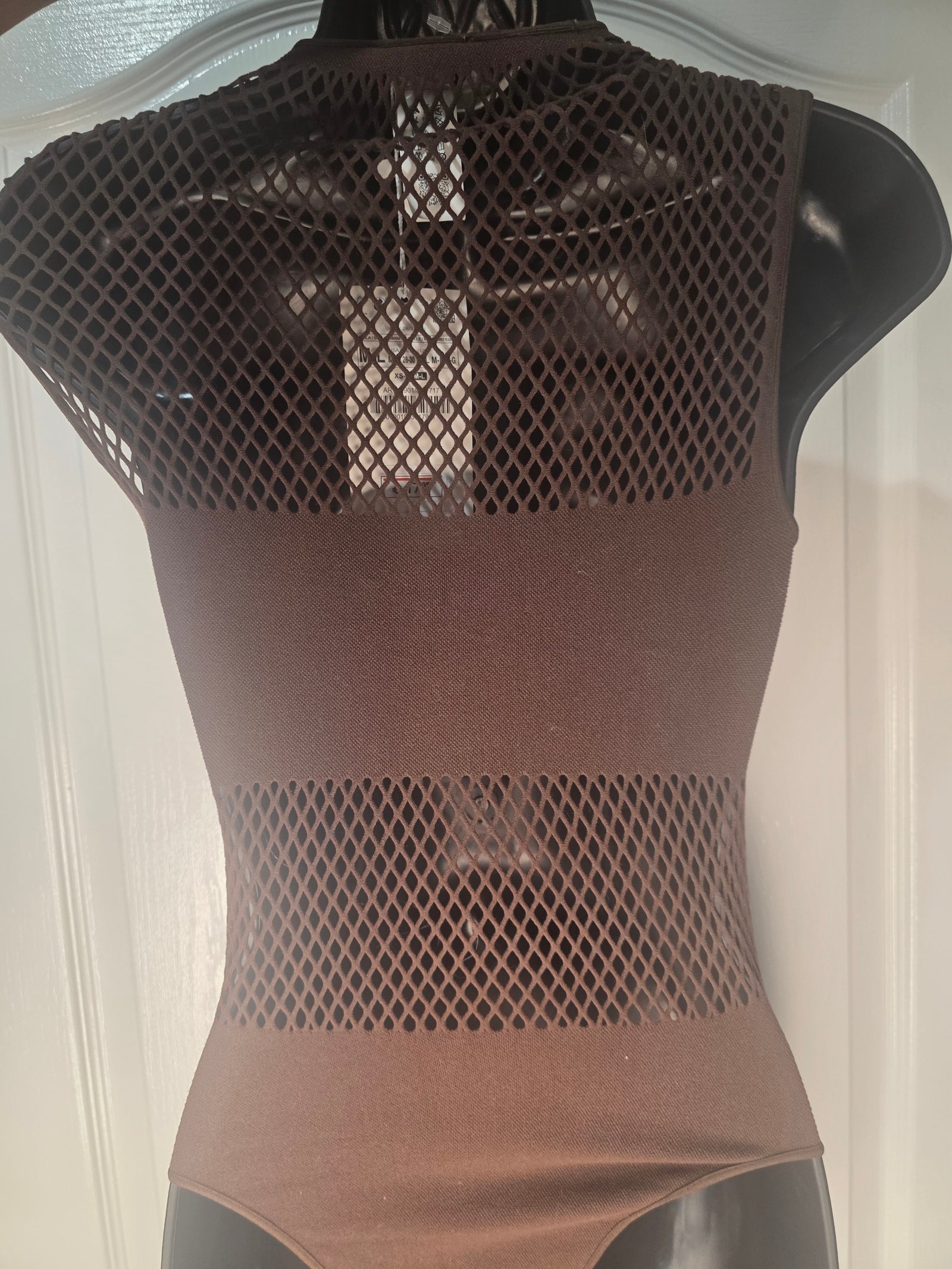 NWT Zara Women's  M-L Brown Cotton Blend Crochet-Like Bodysuit Snap Closure