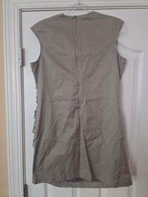 Womens Taupe Metal Accent Bead Dress (Size Large)
