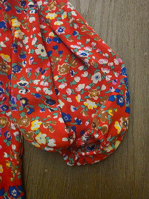 Womens Carolina Belle Floral Red Blouse (1X)