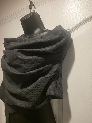 Zara Charcoal Heather Grey Pinstriped Bustier (Size XXL)