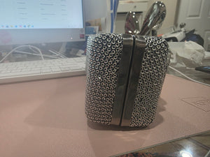 Silver Sequin Bow/Ribbon Mini Shoulder Bag/Clutch