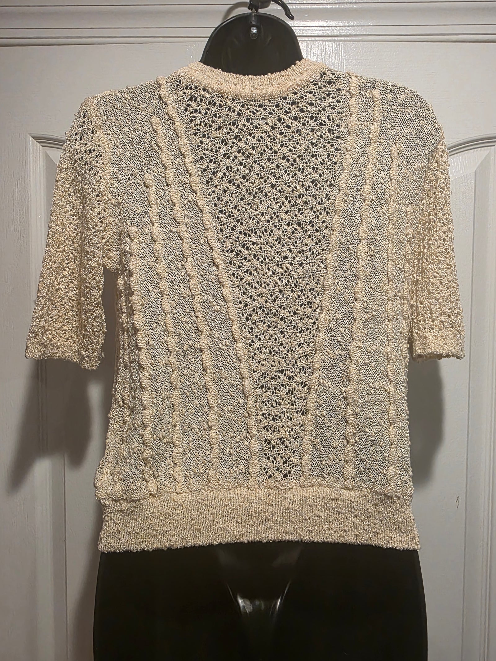Zara Cream Beige Off-White Ivory Ecru Camisole Pointelle Sweater (Size Small)