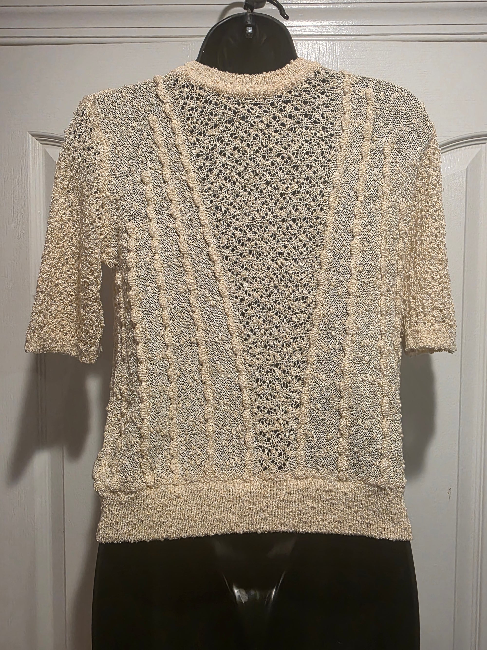 Zara Cream Beige Off-White Ivory Ecru Camisole Pointelle Sweater (Size Small)