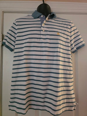 Mens Brooks Brothers Striped Polo (Size Large) - Gently Used - Aqua Blue Multi