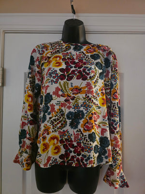 Womens Multi-Colored Floral Blouse Loft (Size S/P) - Gently Used