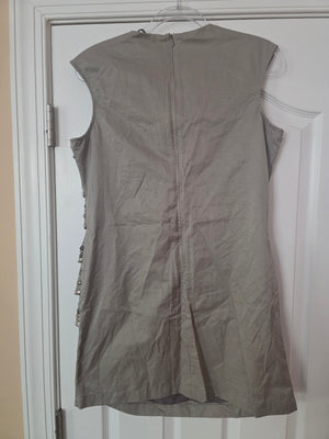 Womens Taupe Metal Accent Bead Dress (Size Large)