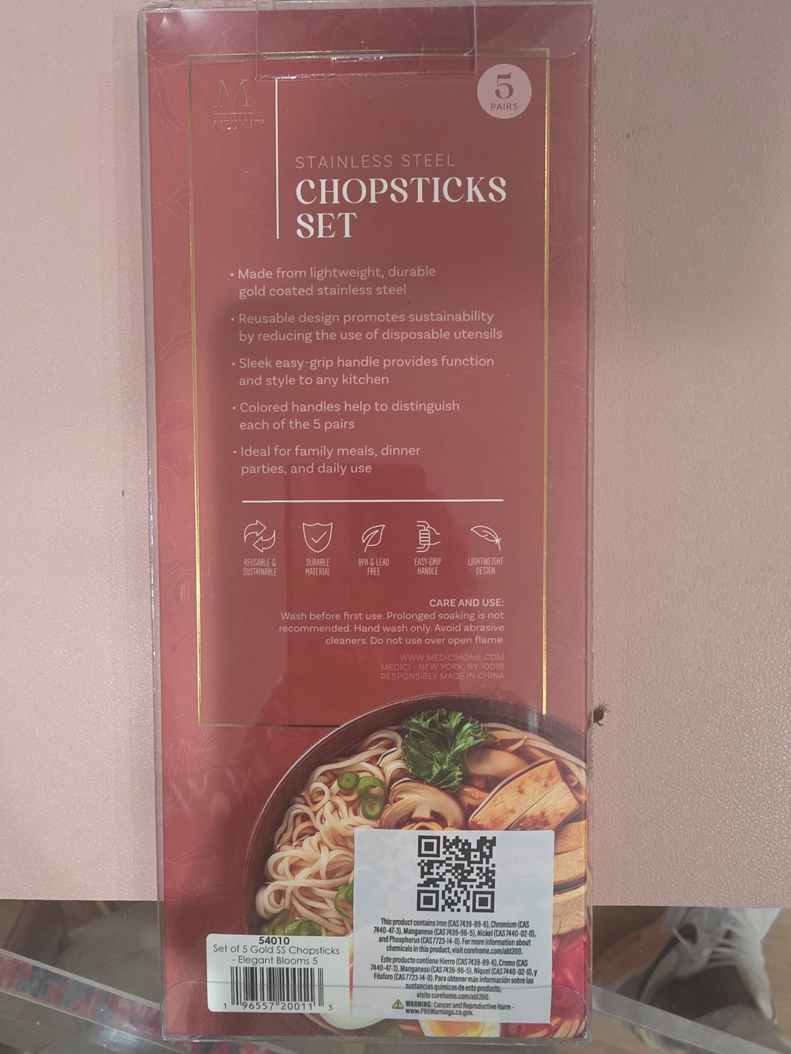 Stainless Steel Chopsticks (Set of 5)