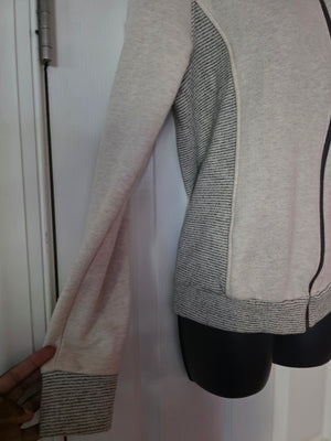 Womens Two Bits Equestrian Full Zip Stripe Beige Cardigan Full Zip Jacket (Size Small (S)) - Gently Used
