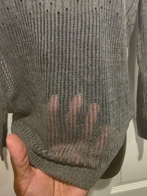 Zara Charcoal Heather Grey Camisole Pointelle Sweater (Size Medium)