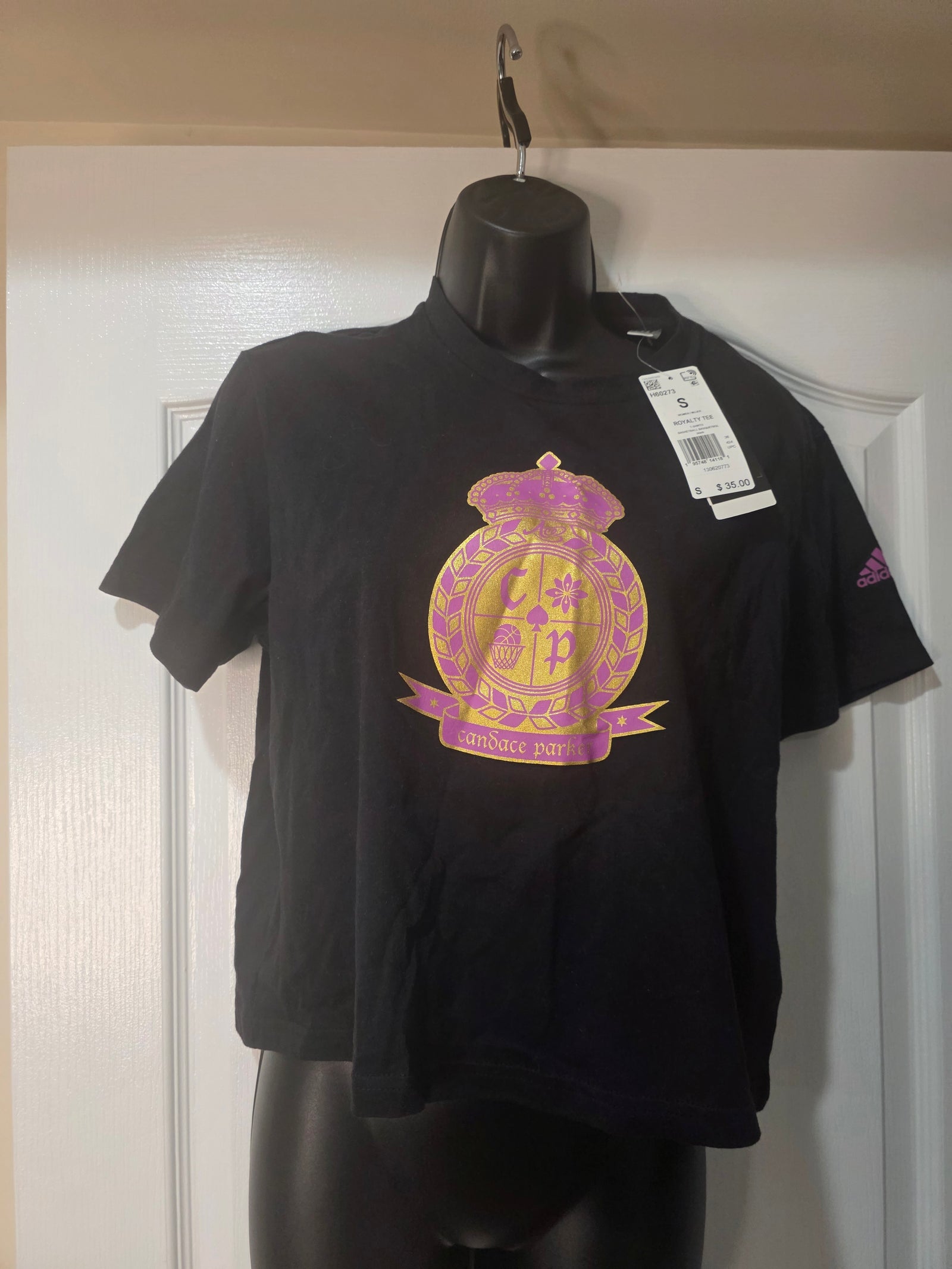 Adidas Women’s Small Short Sleeve Black Candace Parker Cropped Top H60273 Royalty T