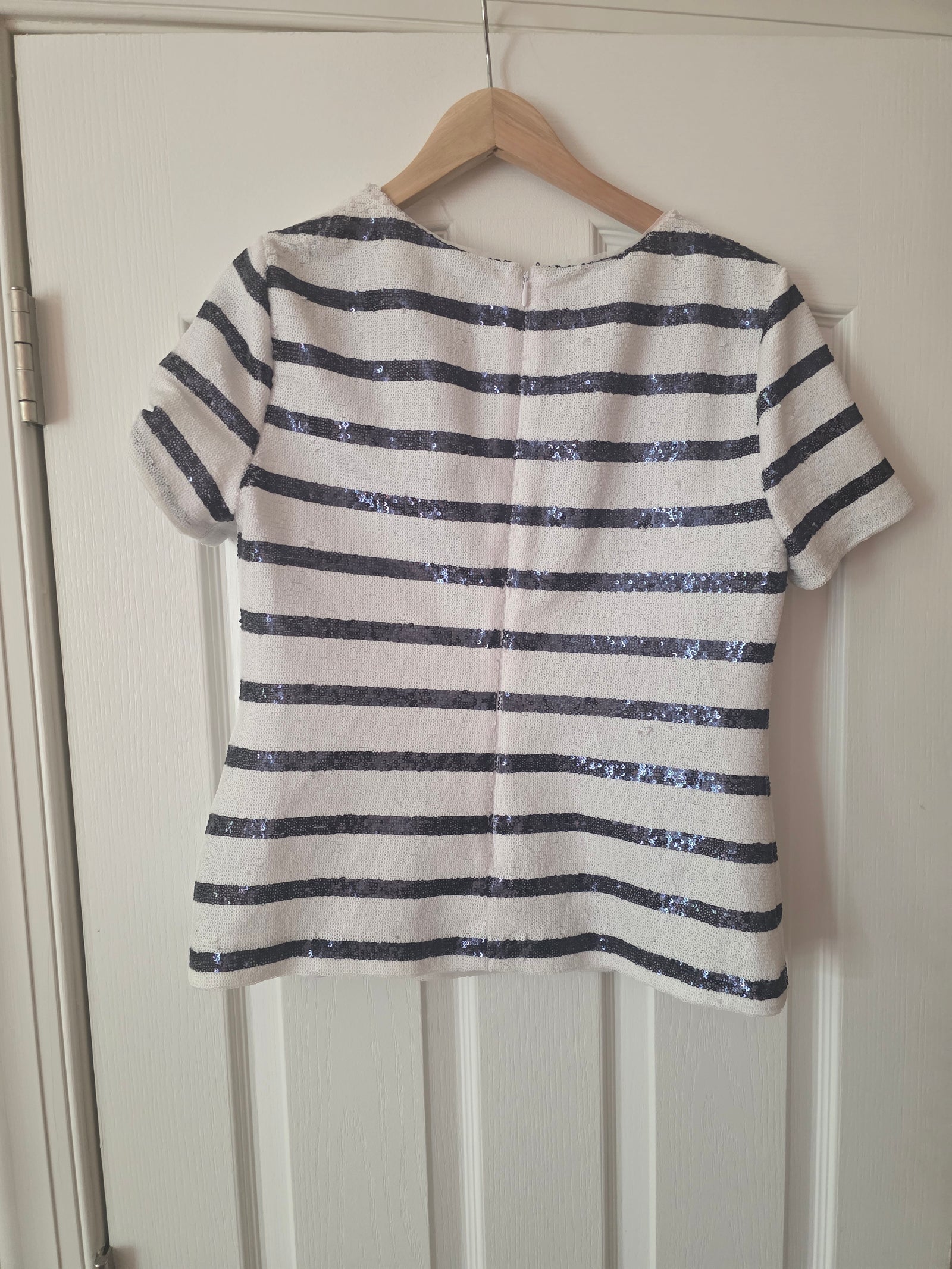 Lauren Ralph Lauren Blue and White Sequin Striped Blouse Size 4P