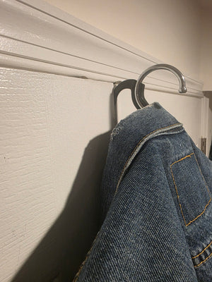 Levi's Original Trucker Ripped Denim Jean Dark Wash Frayed Jacket (Size Small)