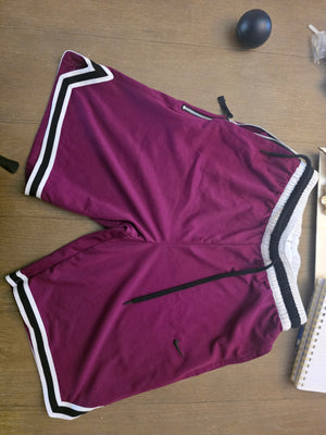 Unisex Burgundy Black and White Trim Athletic Shorts (Size Small) - Gently Used