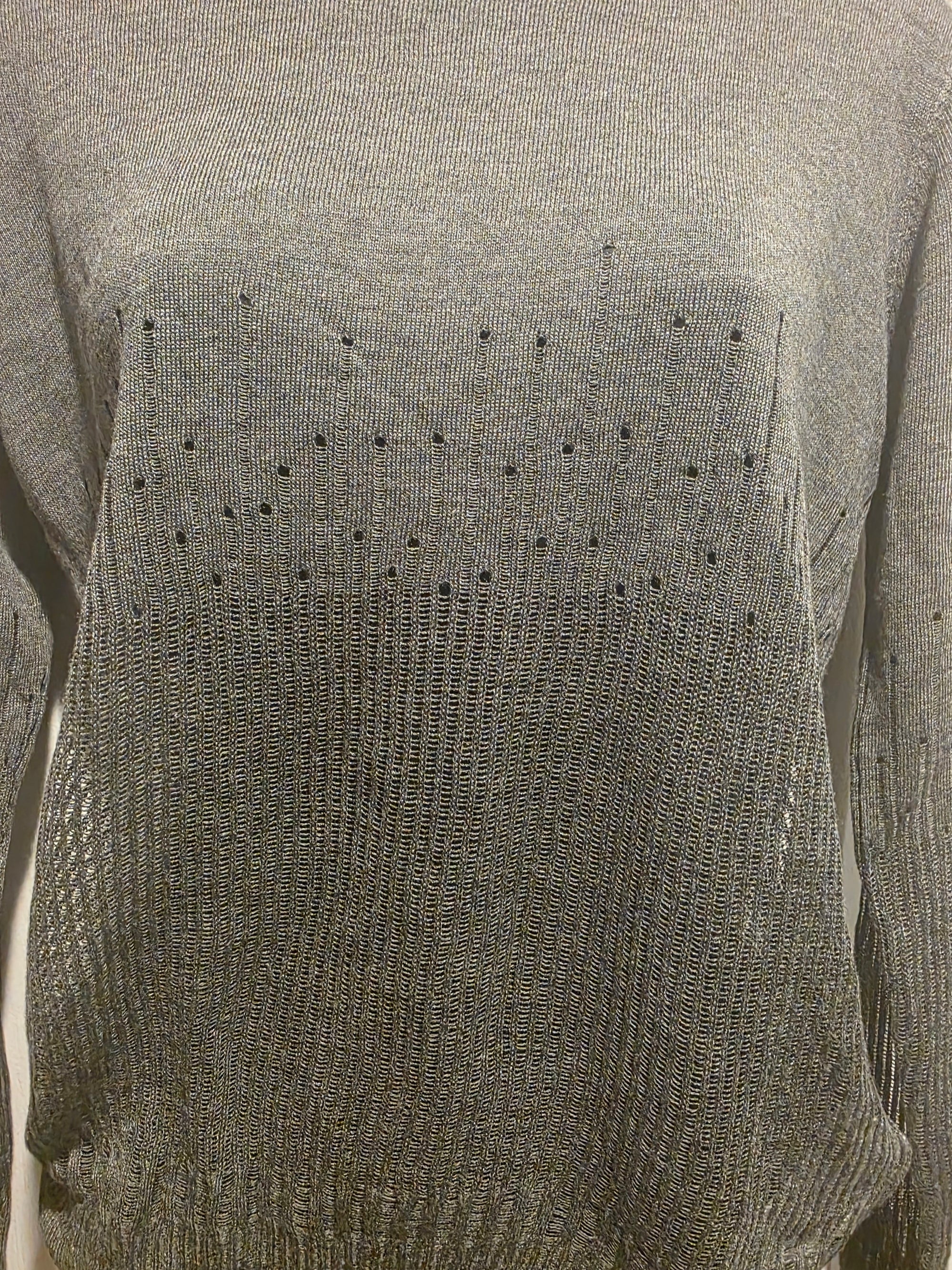 Zara Charcoal Heather Grey Camisole Pointelle Sweater (Size Medium)