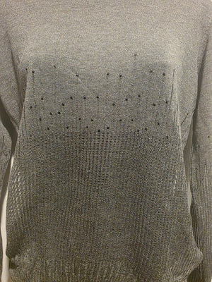 Zara Charcoal Heather Grey Camisole Pointelle Sweater (Size Medium)