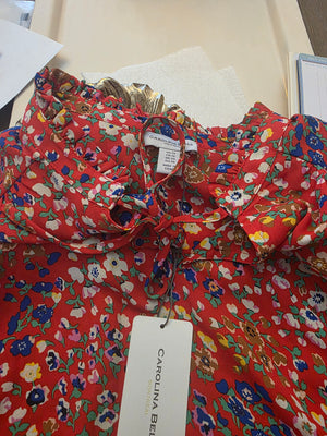 Womens Carolina Belle Floral Red Blouse (1X)