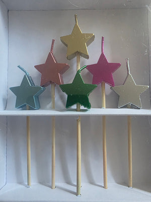 Multi-Colored Star Special Events Candles (6 Candles)
