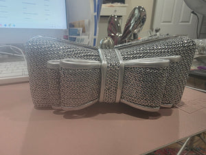 Silver Sequin Bow/Ribbon Mini Shoulder Bag/Clutch