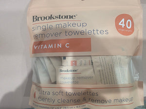 Brookstone Single Makeup Remover Towelettes Vitamin C (40 Count Wipes)