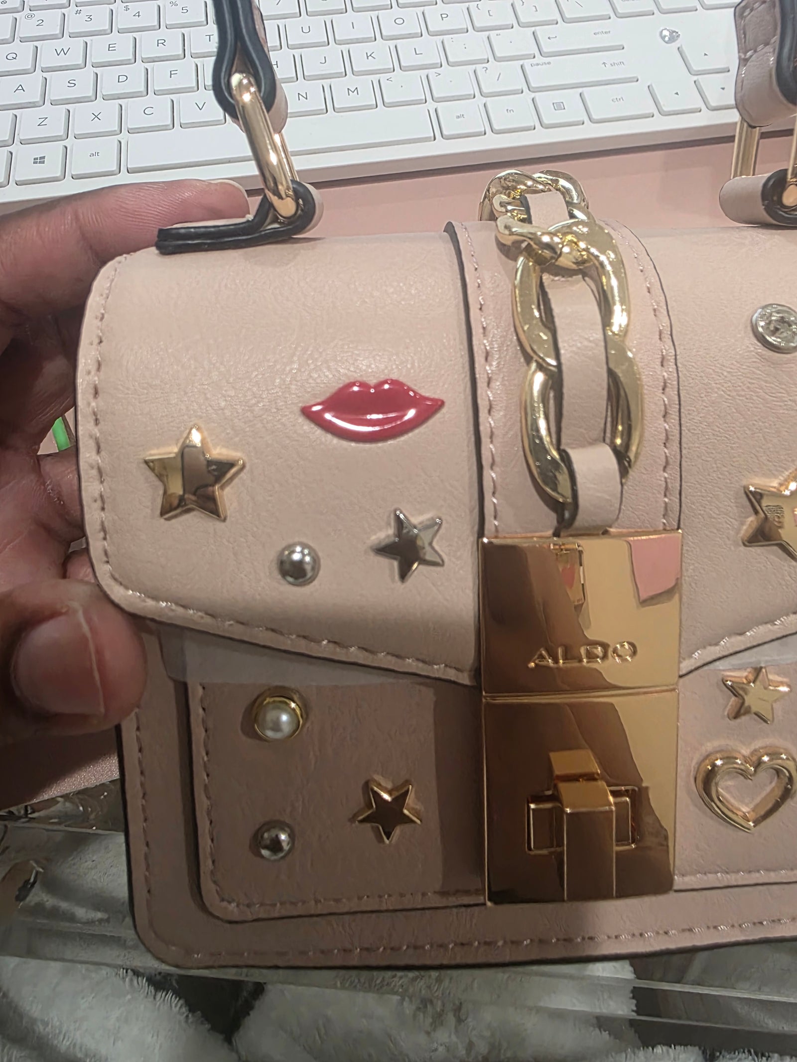 Rose Aldo Alobrennon Studded Top Handle Crossbody