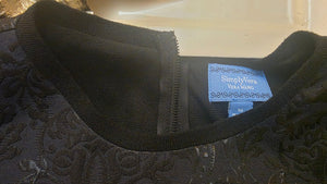 Womens Simply Vera Wang Quarter Length Sleeve Top Midnight Blue Black Detailing (Medium)