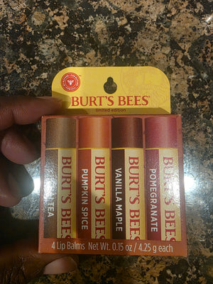 Limited Edition Burt Bee's Lip Balm (Chai Tea, Pumpkin Spice, Vanilla Maple, Pomegranate)