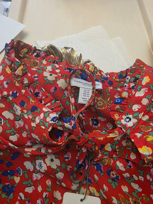 Womens Carolina Belle Floral Red Blouse (1X)