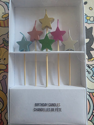 Multi-Colored Star Special Events Candles (6 Candles)