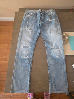 Mens Abercrombie & Fitch Slim Frayed Denim Jeans (32/32)