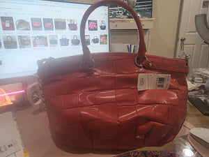 Coach Madison Embossed Exotic Sophia Satchel/ Shoulder Bag Geranium