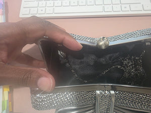 Silver Sequin Bow/Ribbon Mini Shoulder Bag/Clutch