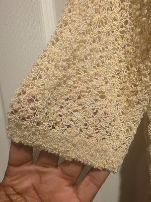 Zara Cream Beige Off-White Ivory Ecru Camisole Pointelle Sweater (Size Small)