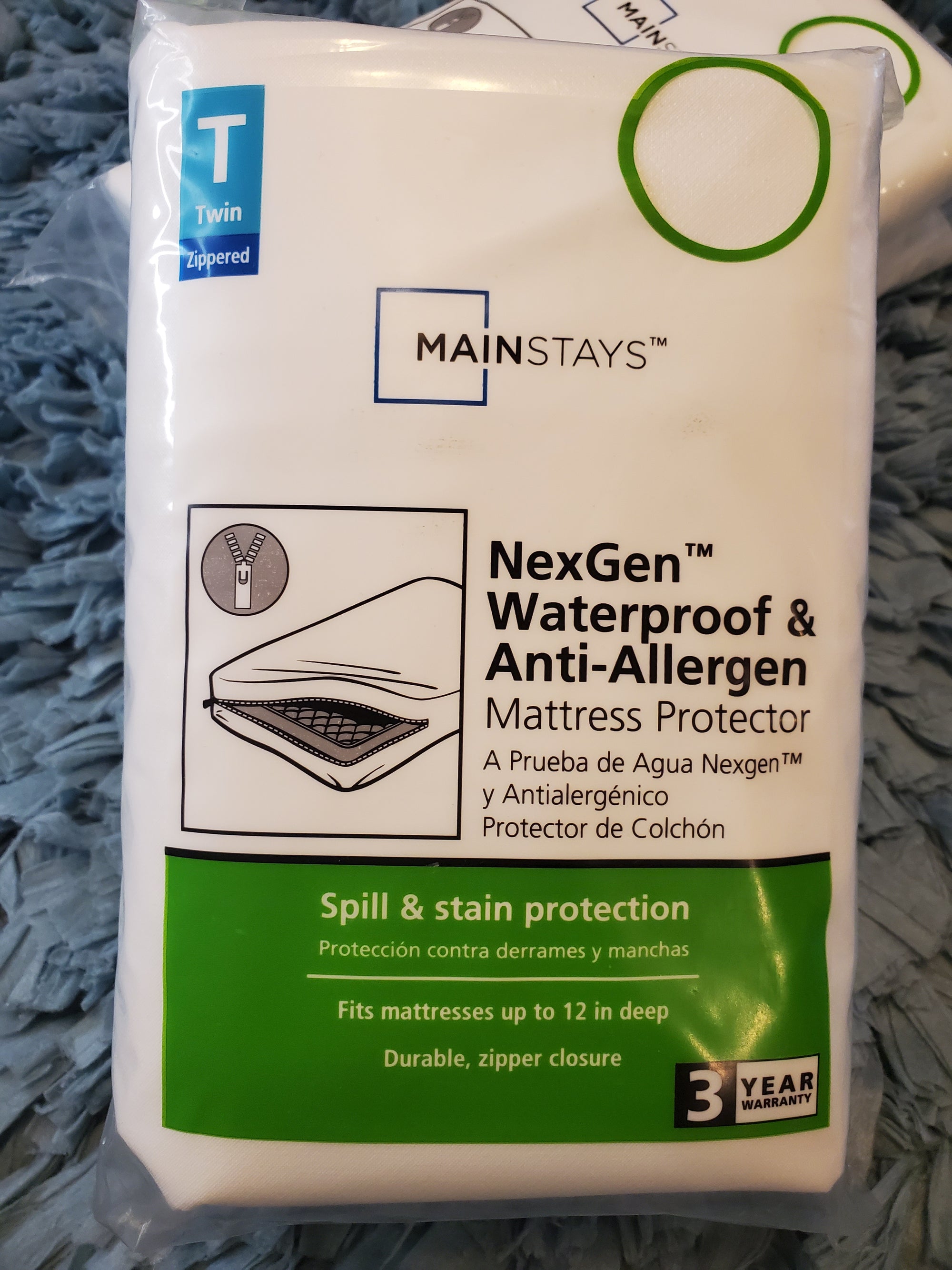 MAINSTAYS NexGen Waterproof & Anti-Allergen Mattress Protector (TWIN)