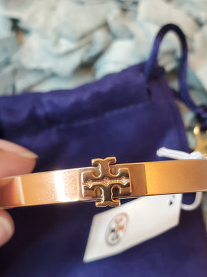 TORY BURCH Rose Gold TB Logo Bangle