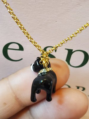 KATE SPADE Ma Chere Antoine French Bull Dog with Sparkly Collar Necklace 