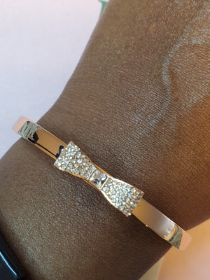 KATE SPADE Rose Gold Plated Pave Diamond Bow Bracelet 