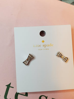 KATE SPADE Silver-Plated Pave Diamond Bow Earrings