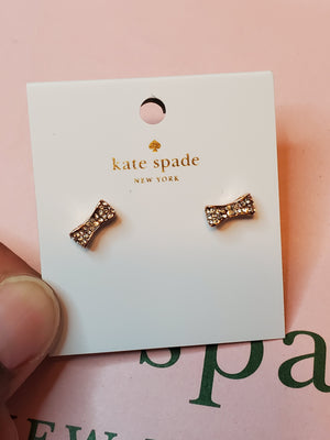 KATE SPADE Rose Gold Pave Diamond Bow Earrings