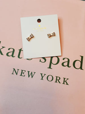 KATE SPADE Rose Gold Pave Diamond Bow Earrings