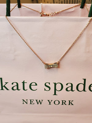 KATE SPADE Rose Gold-Plated Pave Bow Necklace 