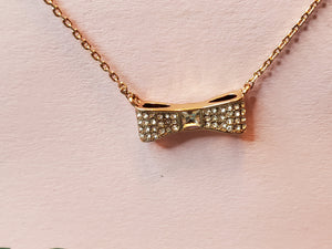 KATE SPADE Rose Gold-Plated Pave Bow Necklace 