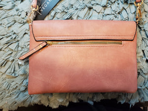 LE MIEL Pink Vegan Leather CrossBody/HandBag (Flap)