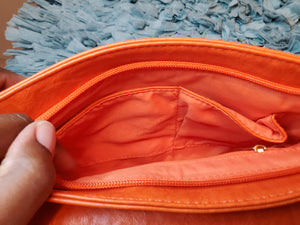 LE MIEL Orange Vegan Leather CrossBody (Flap) 