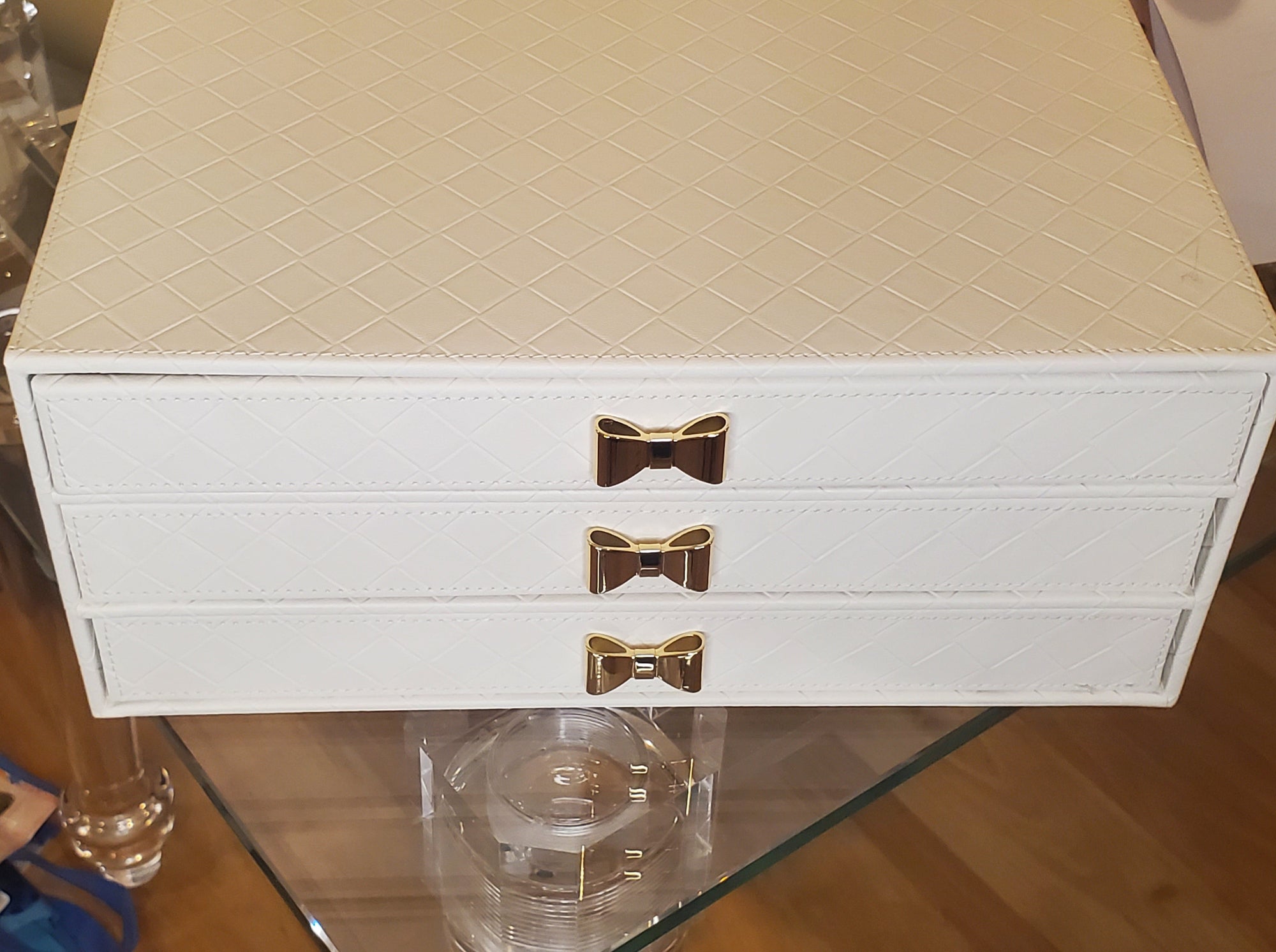 Bone/Off-White 3-Drawer Jewelry Organizer