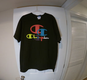 Black Champion Multi-Colored Lettering Tee (Size XL) 