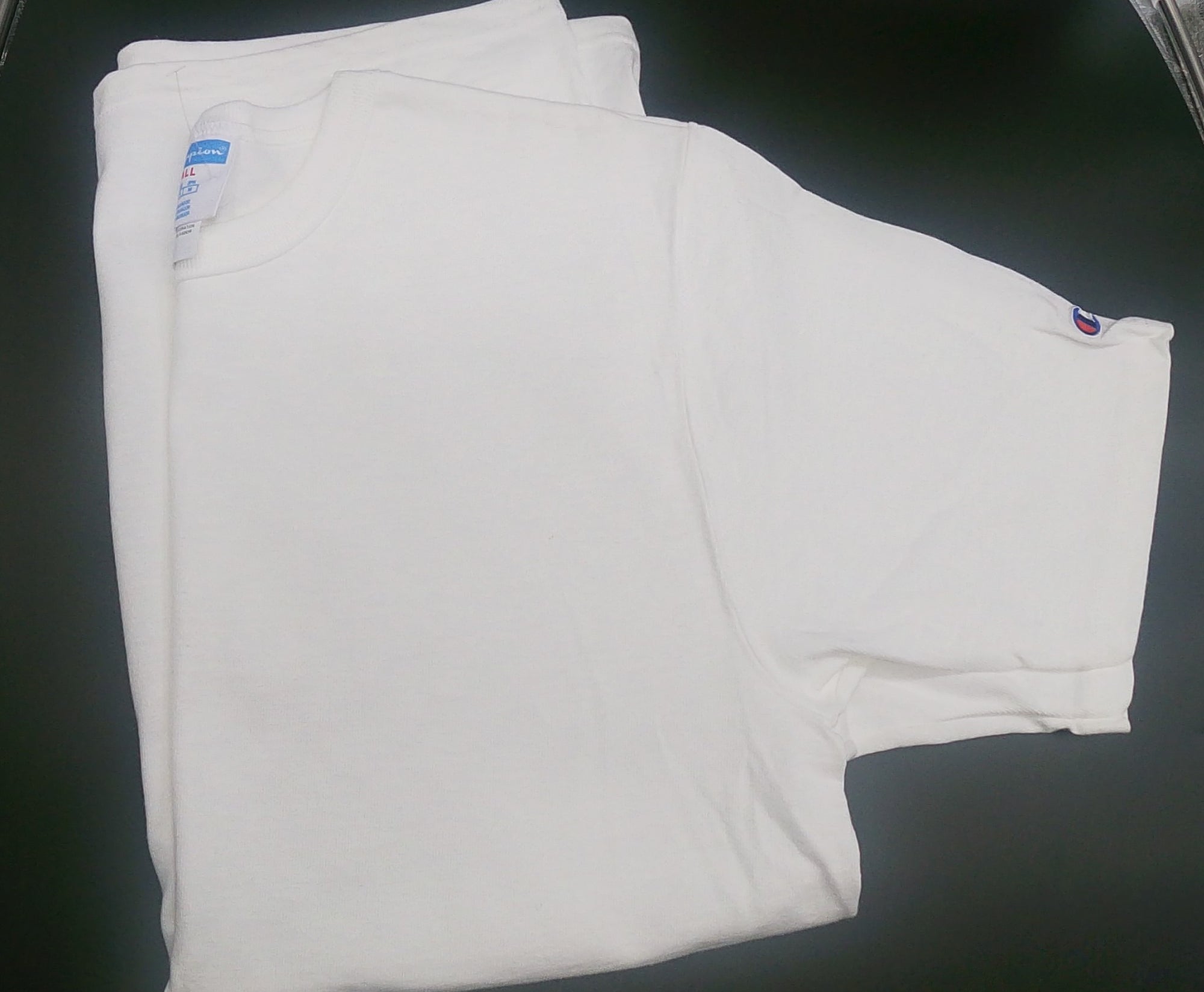 CHAMPION White Tee ("C" Logo on Sleeve)