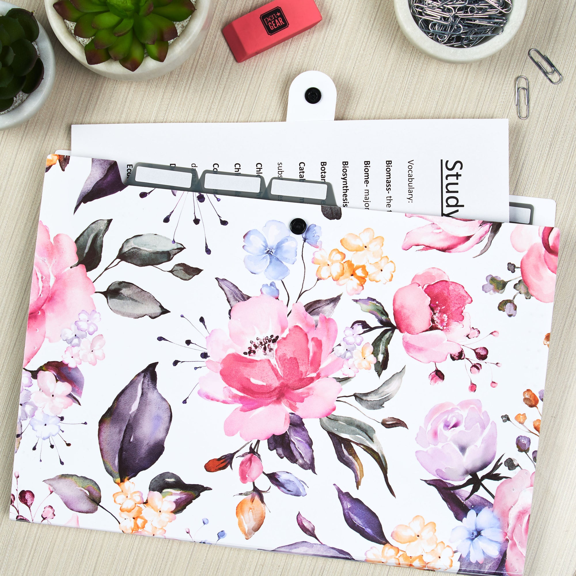 Floral Letter Size 7 Pocket Expanding File