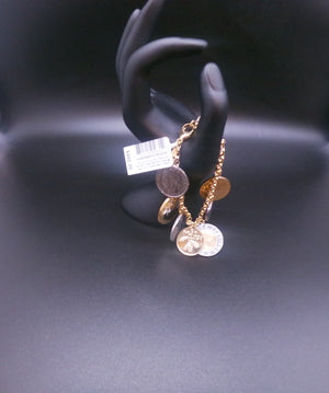 18K/SS Vermeil Bracelet, Lira Coins Charm Bracelet