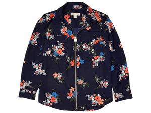 MICHAEL MICHAEL KORS Plus Size Navy Blue Coral Floral Blooming Bouquet Dog Tag Blouse